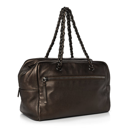 Chanel Metallic Deerskin Large Luxe Ligne Bowler Bronze 3 of 12