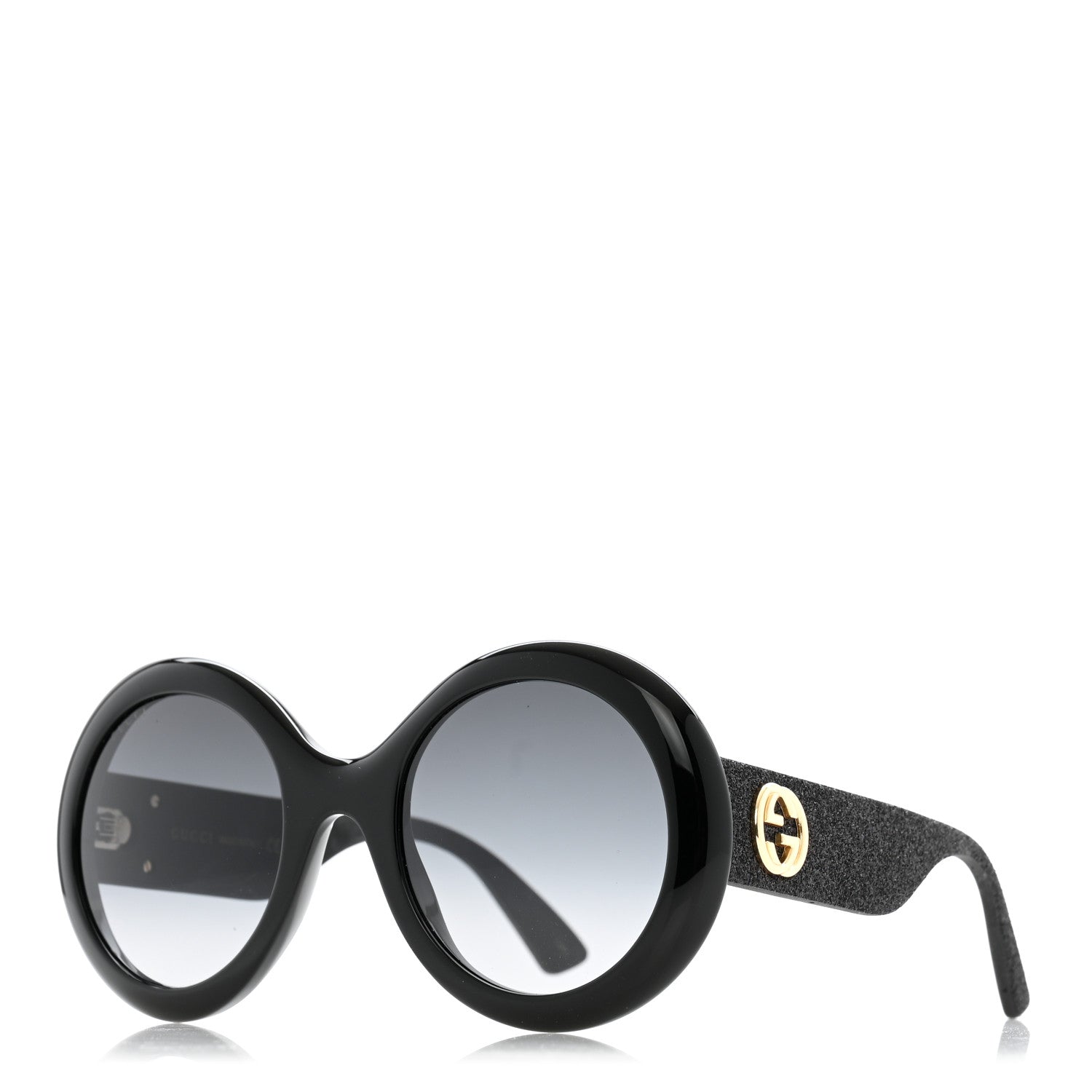 Gucci Acetate Round GG0101S Glitter Sunglasses Black 1 of 7