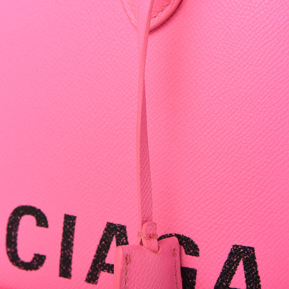 Balenciaga Signature Grained Calfskin Logo S Ville Top Handle Bag Acid Pink Black 12 of 13