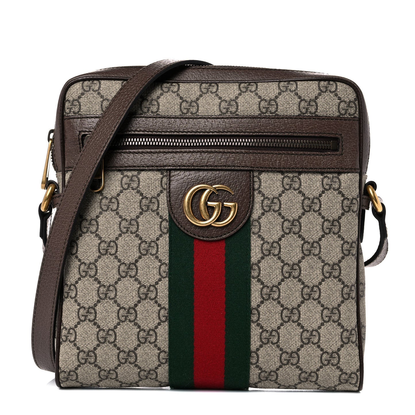GG Supreme Monogram Web Small Ophidia Messenger Bag Brown