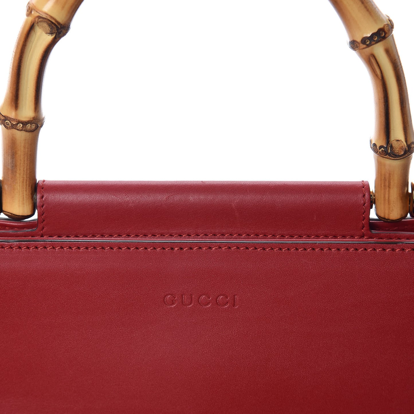 Nappa Bamboo Web Small Nymphaea Top Handle Bag Hibiscus Red