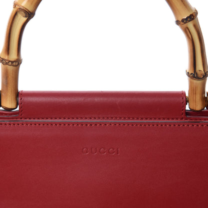 Gucci Nappa Bamboo Web Small Nymphaea Top Handle Bag Hibiscus Red 7 of 12