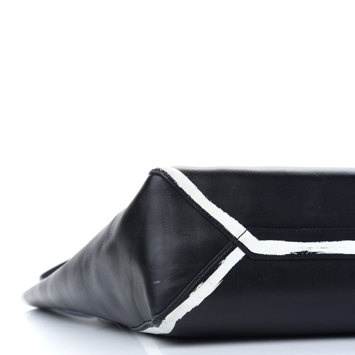 Calfskin Logo Print Stargate Shopper Tote Black