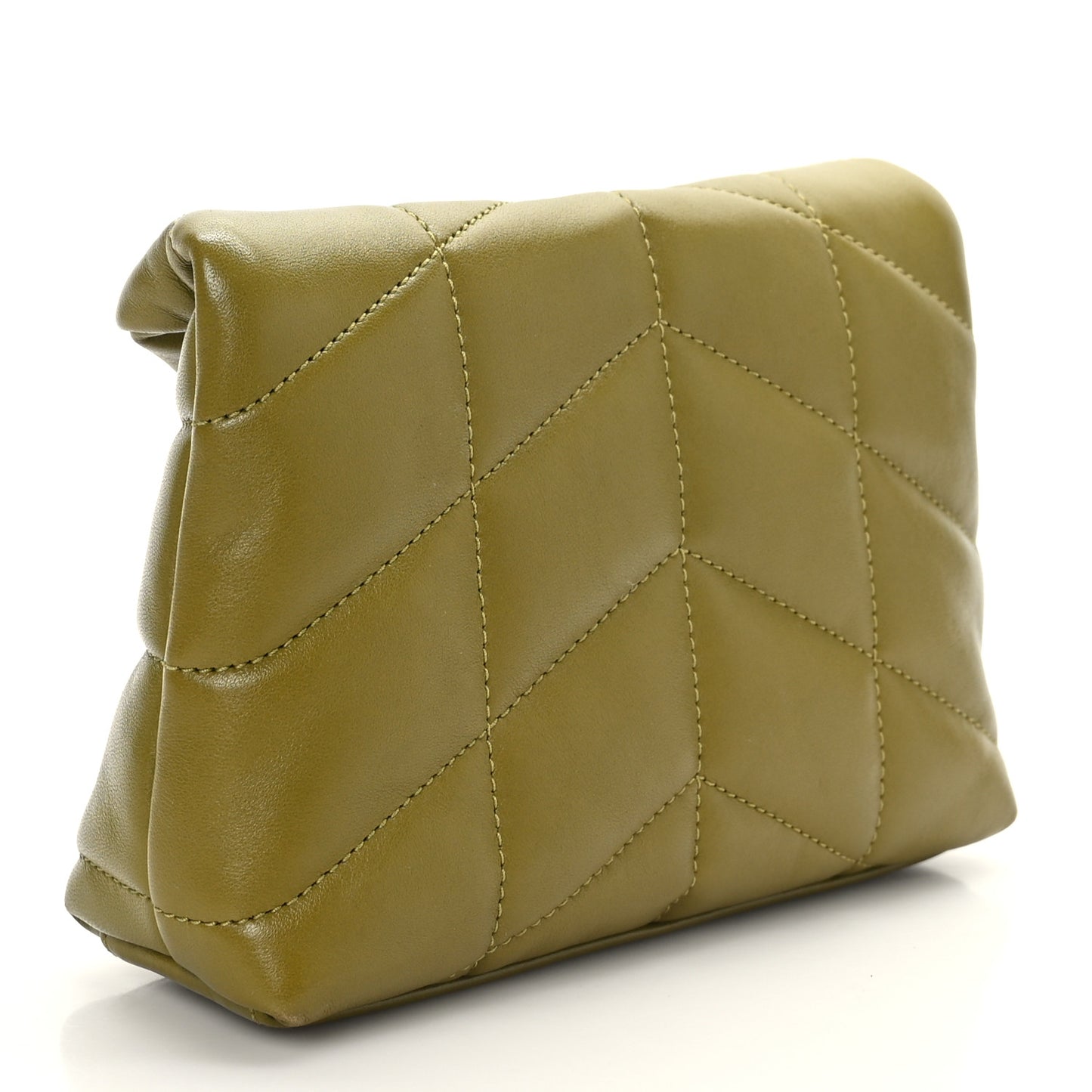Lambskin Monogram Loulou Puffer Pouch Clutch Olive