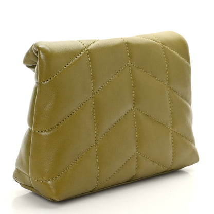 Saint Laurent Lambskin Monogram Loulou Puffer Pouch Clutch Olive 3 of 12