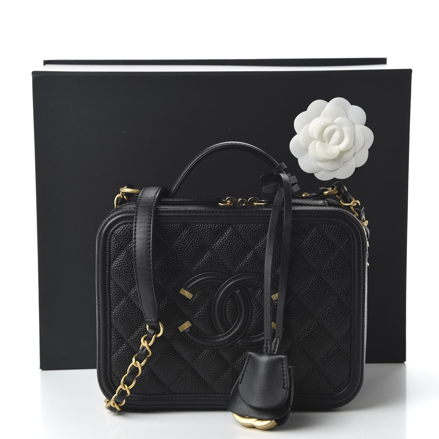 Chanel Caviar Quilted Medium CC Filigree Vanity Case Black 11 of 11