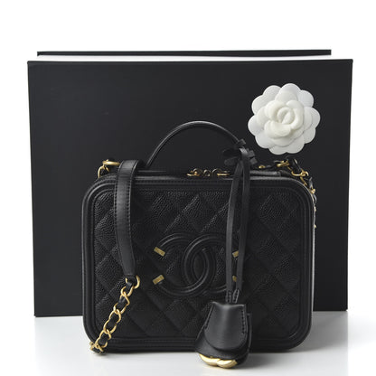 Chanel Caviar Quilted Medium CC Filigree Vanity Case Black 11 of 11