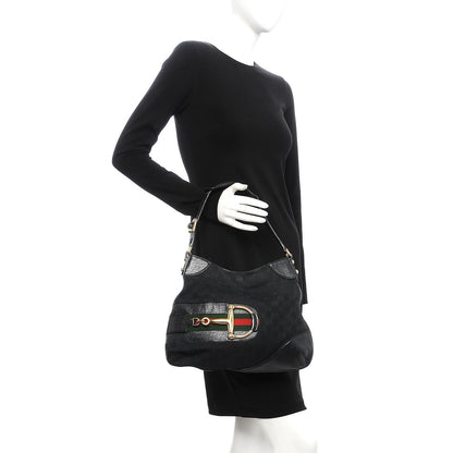 Gucci Monogram Web Hasler Hobo Black 2 of 17