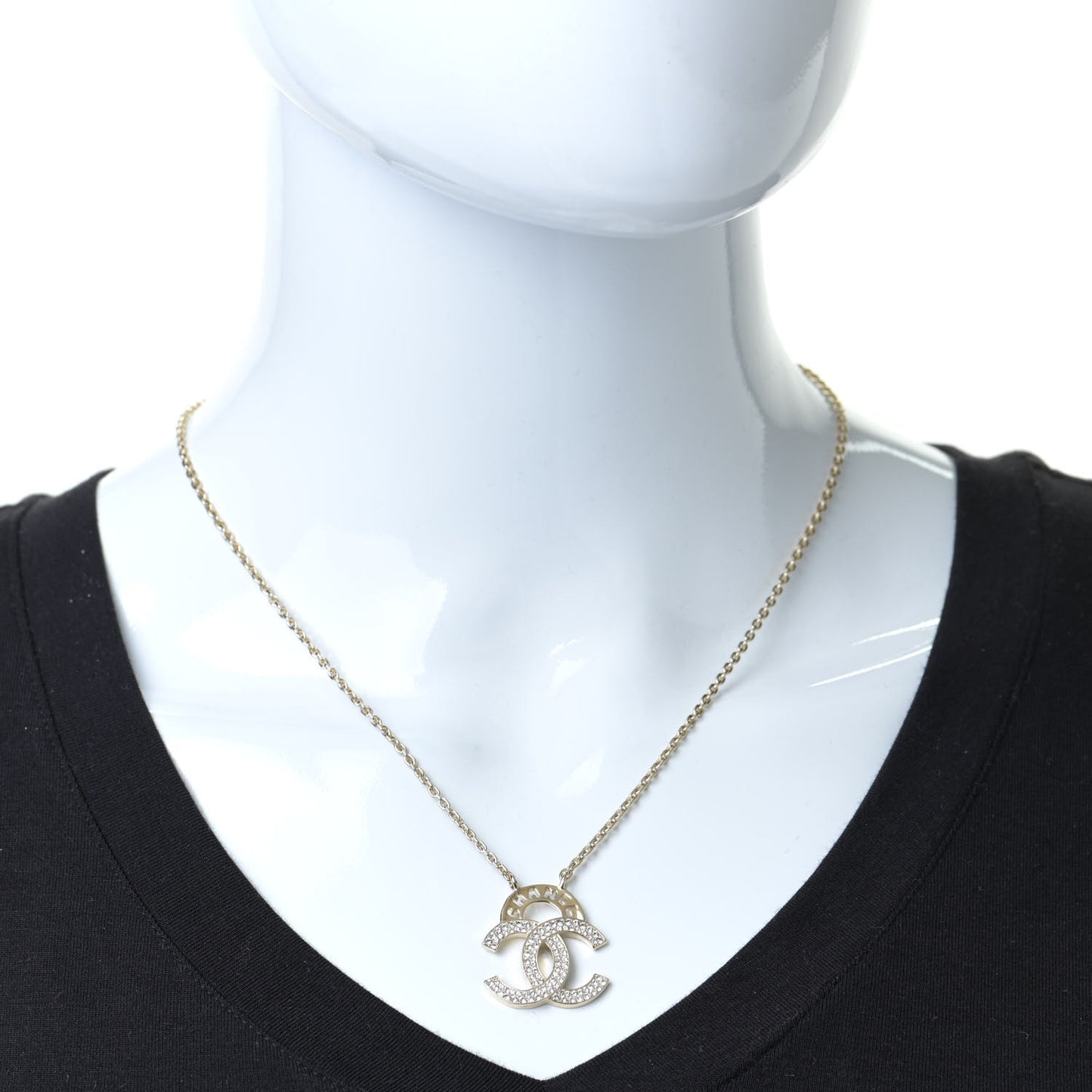 Crystal CC Logo Necklace Gold