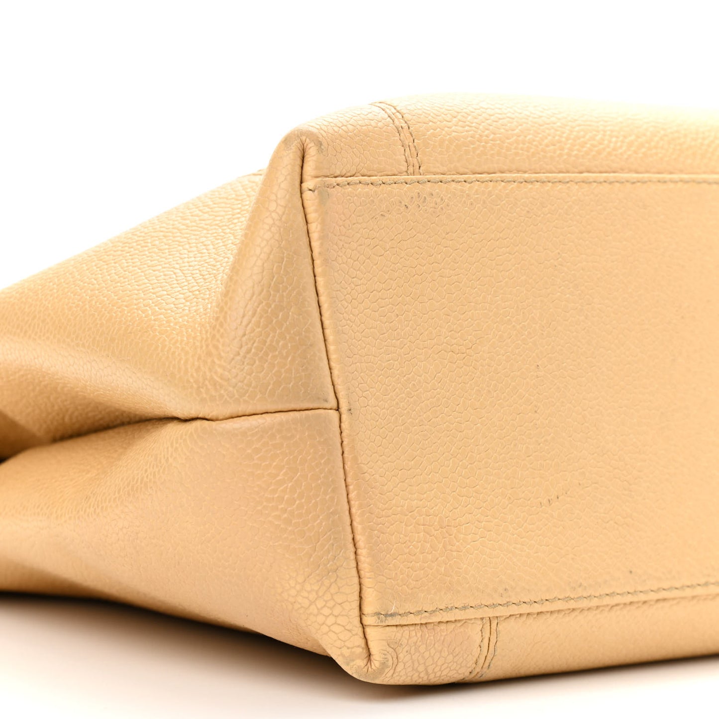 Caviar Logo Shoulder Bag Beige