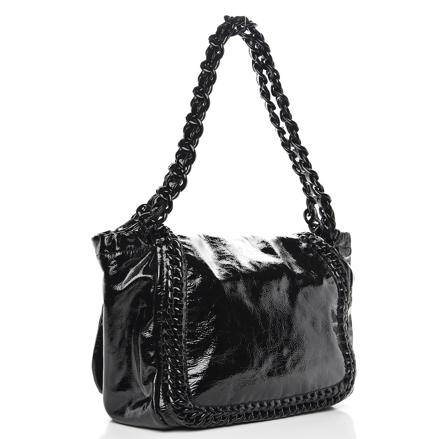 Chanel Crinkled Patent Modern Chain Flap Black 3 of 9