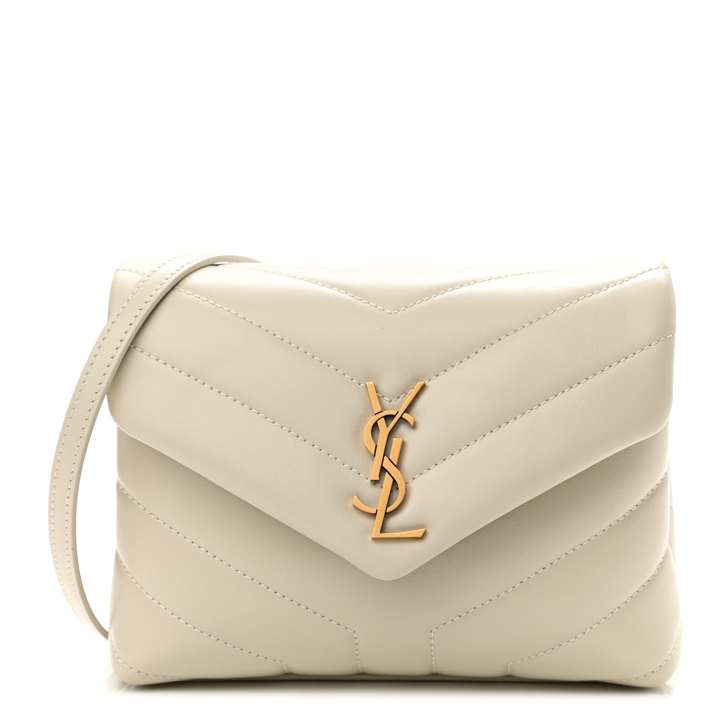 Saint Laurent Calfskin Y Quilted Monogram Toy Loulou Crossbody Bag Crema Soft 1 of 12