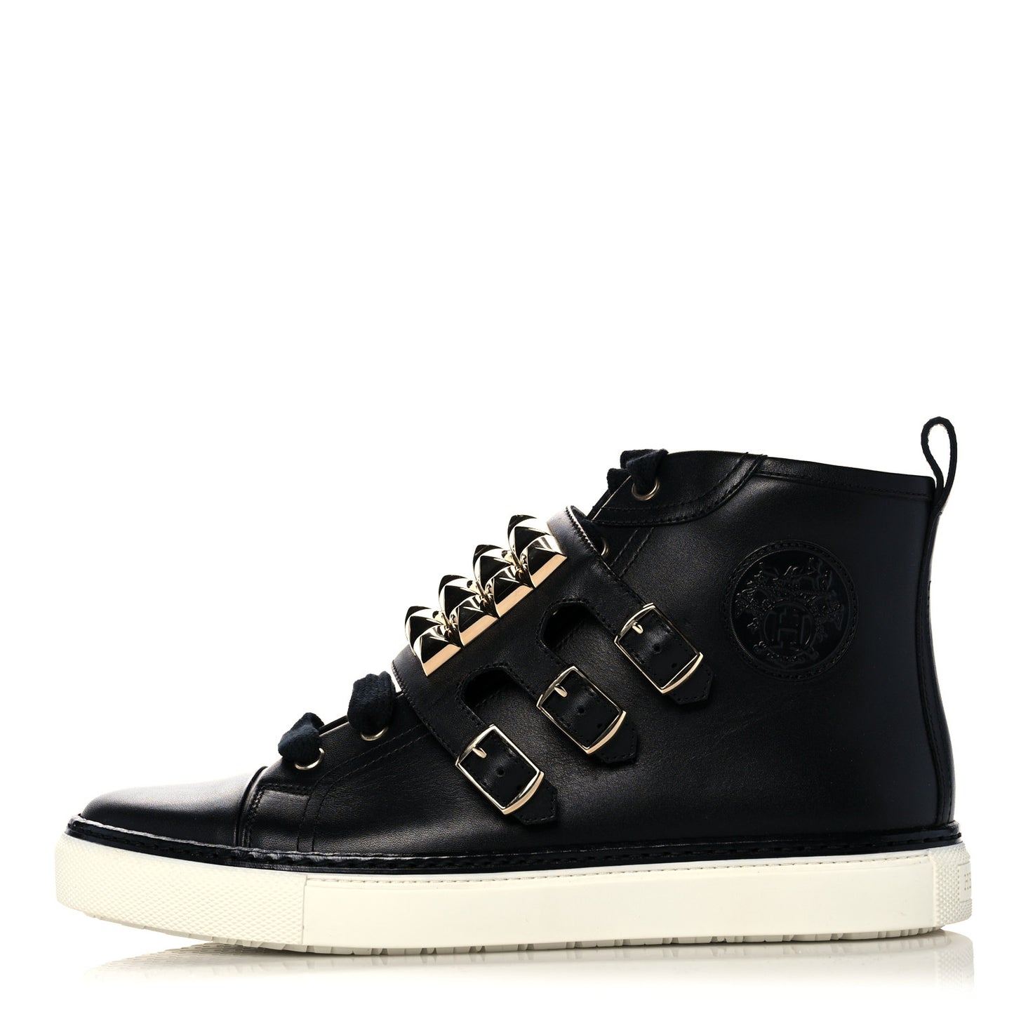 Calfskin Studded Lennox High Top Sneakers 39.5 Black