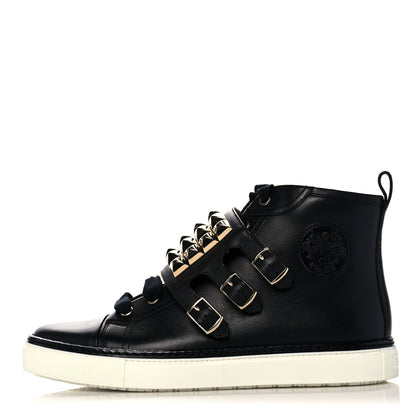 Hermes Calfskin Studded Lennox High Top Sneakers 39.5 Black 1 of 12