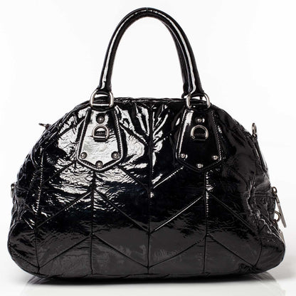 Prada Vernice Chevron Dome Satchel Black 4 of 11