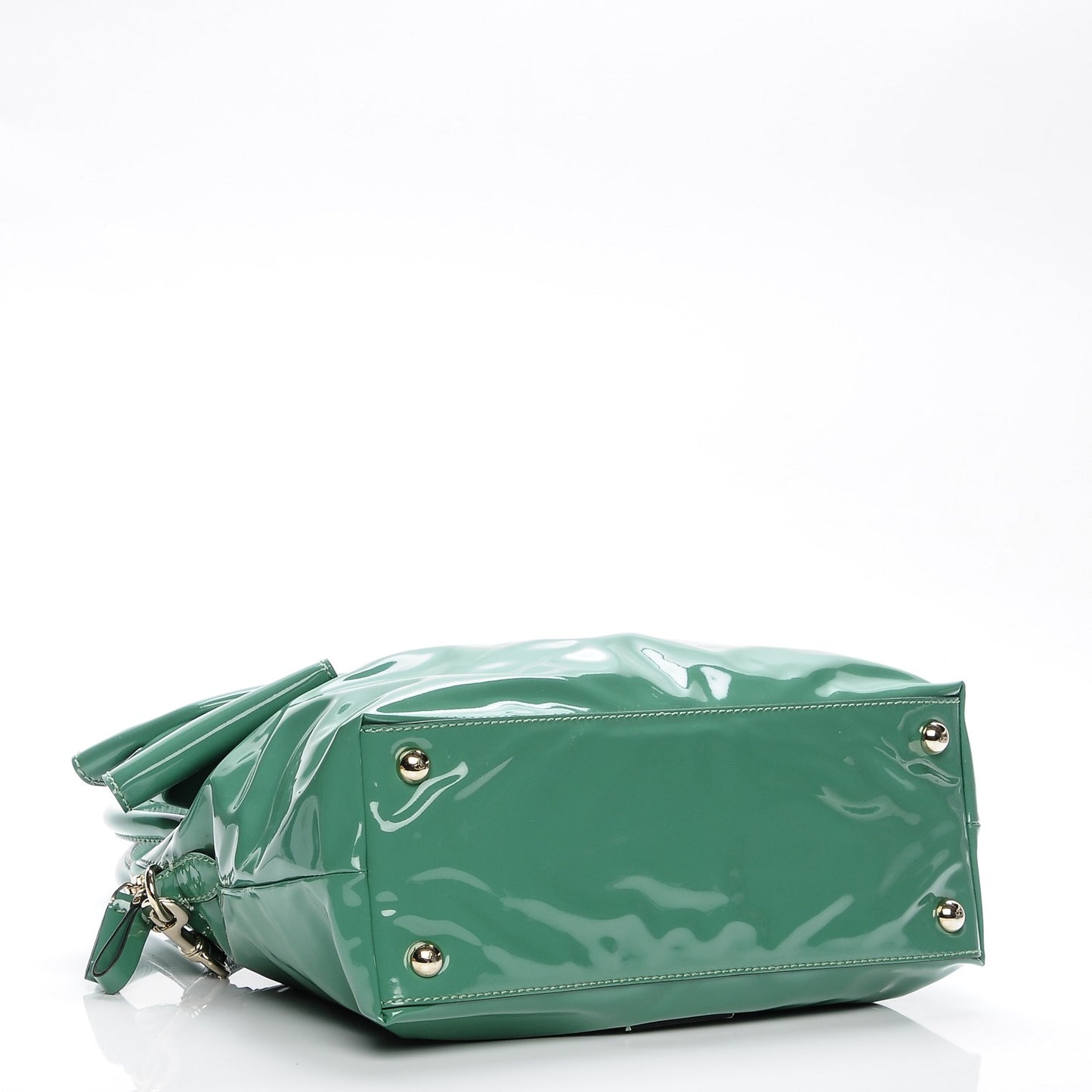 Patent Lacca Bow Dome Tote Green
