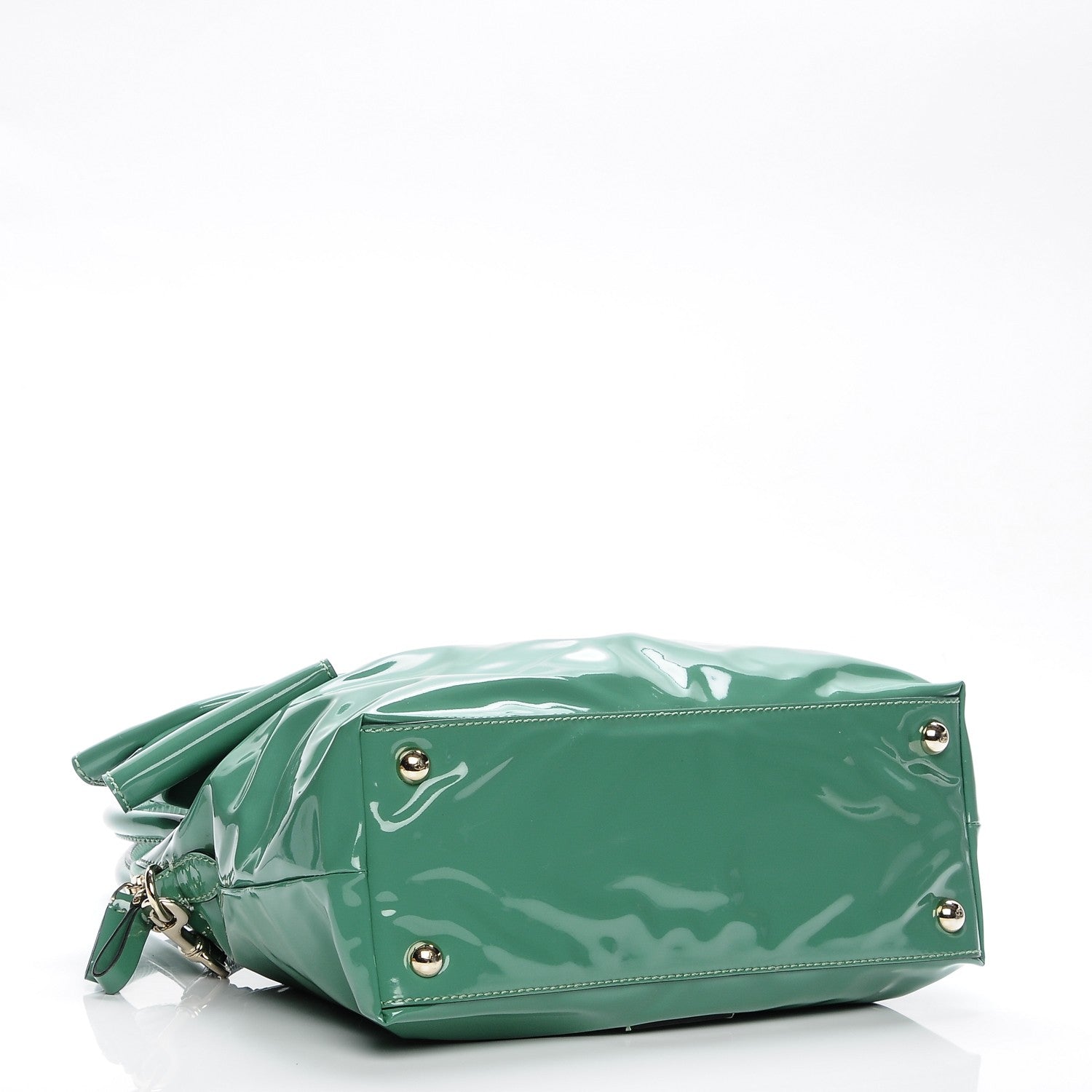 Valentino Garavani Patent Lacca Bow Dome Tote Green 4 of 6