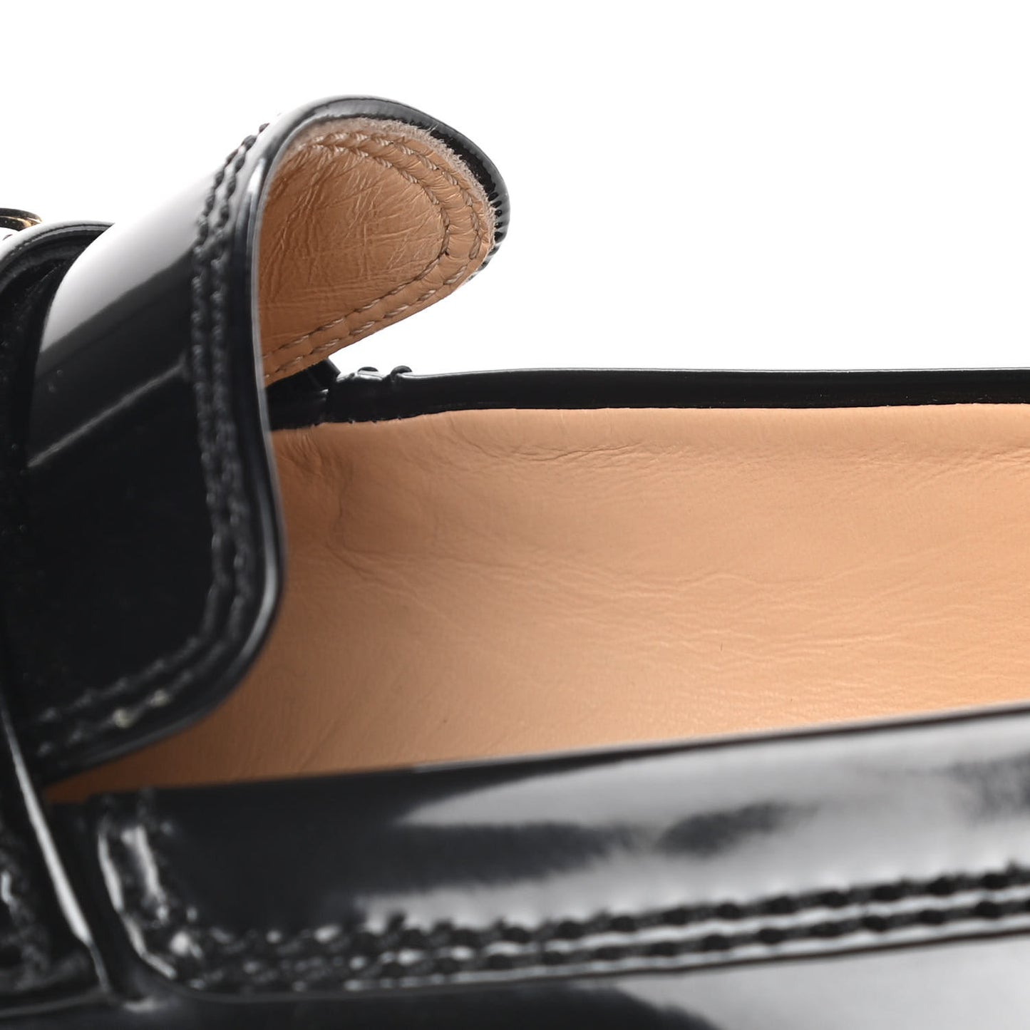 Shiny Calfskin Logo Loafers 40.5 Black