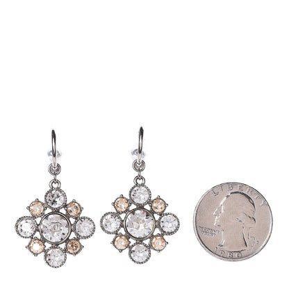 Chanel Crystal CC Dangle Earrings Silver 2 of 5