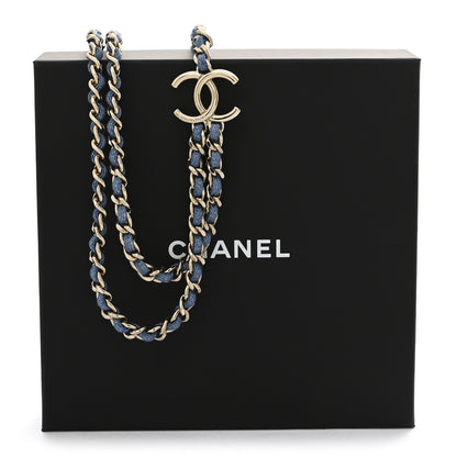 Chanel Metal Denim CC Double Chain Necklace Blue Gold 7 of 7