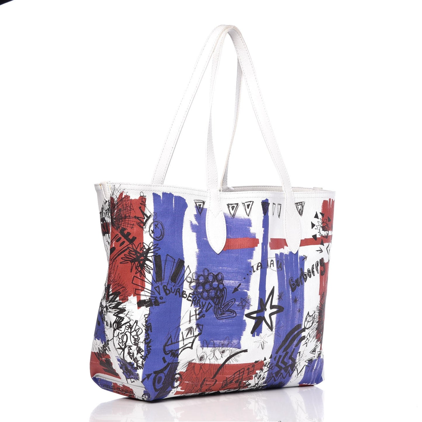 Coated Canvas Medium Reversible Doodle Tote White