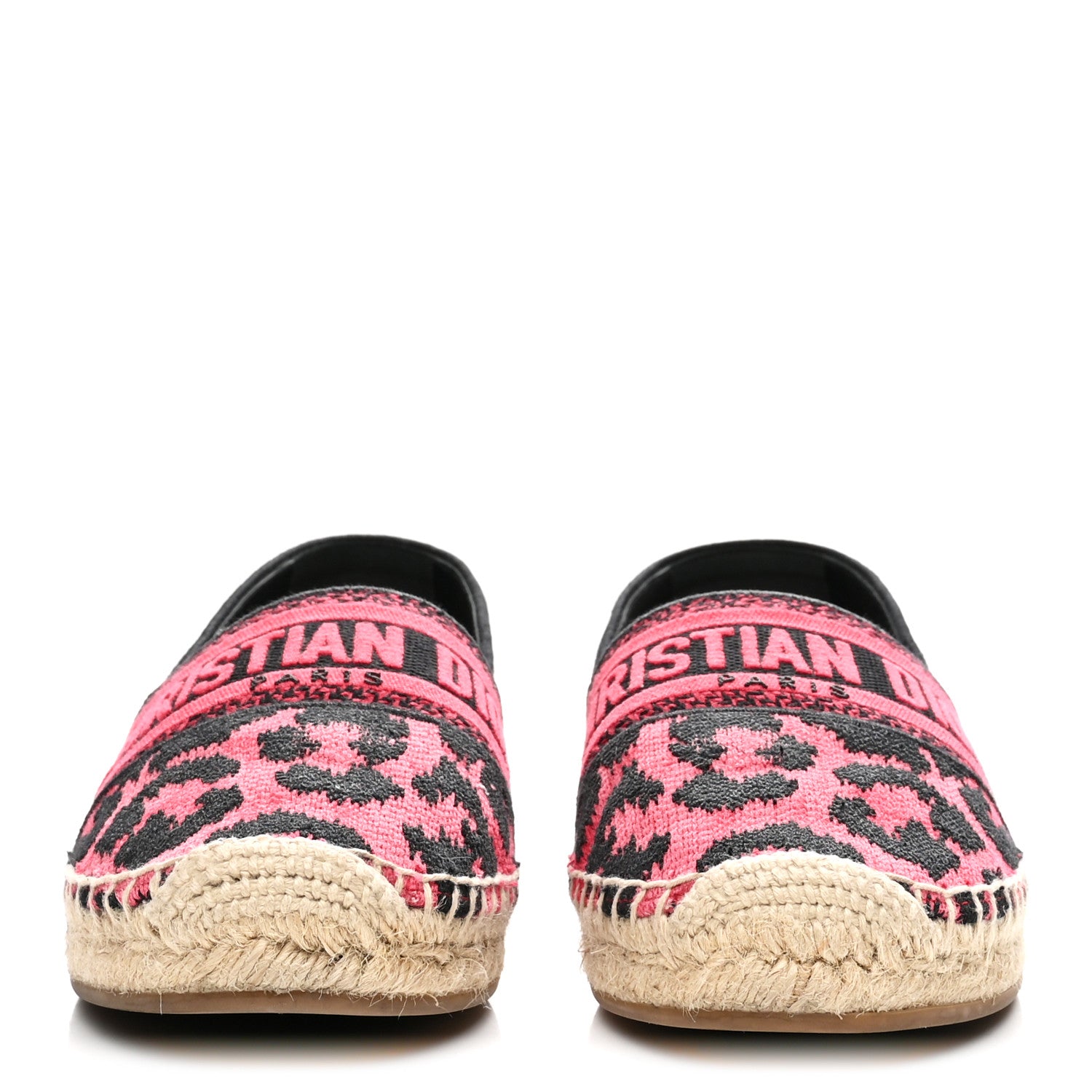 Christian Dior Cotton Embroidered Leopard Print Granville Espadrille 37 Red 3 of 10