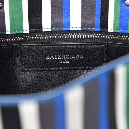 Balenciaga Veau Striped Papier B4 Zip Around Tote Variante Blue 6 of 19