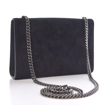 Saint Laurent Suede Small Monogram Stone Studded Kate Satchel Black Turquoise Coral 3 of 23