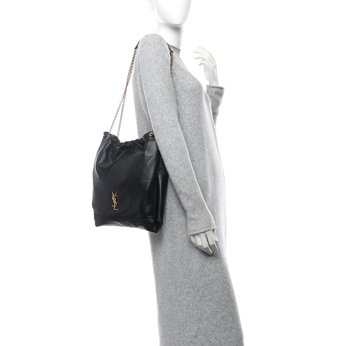 Lambskin Matelasse Monogram Medium Jamie 4.3 Pochon Black