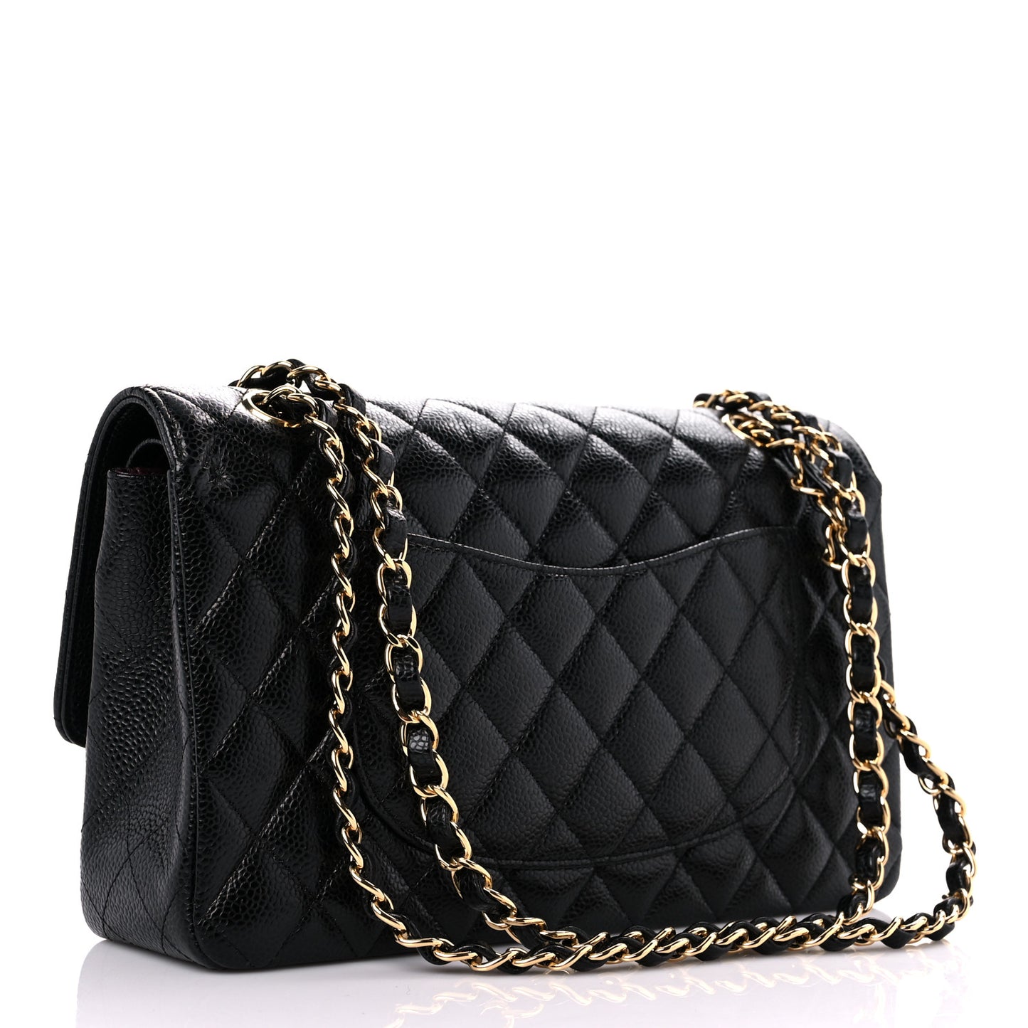 Caviar Quilted Medium Double Flap Black