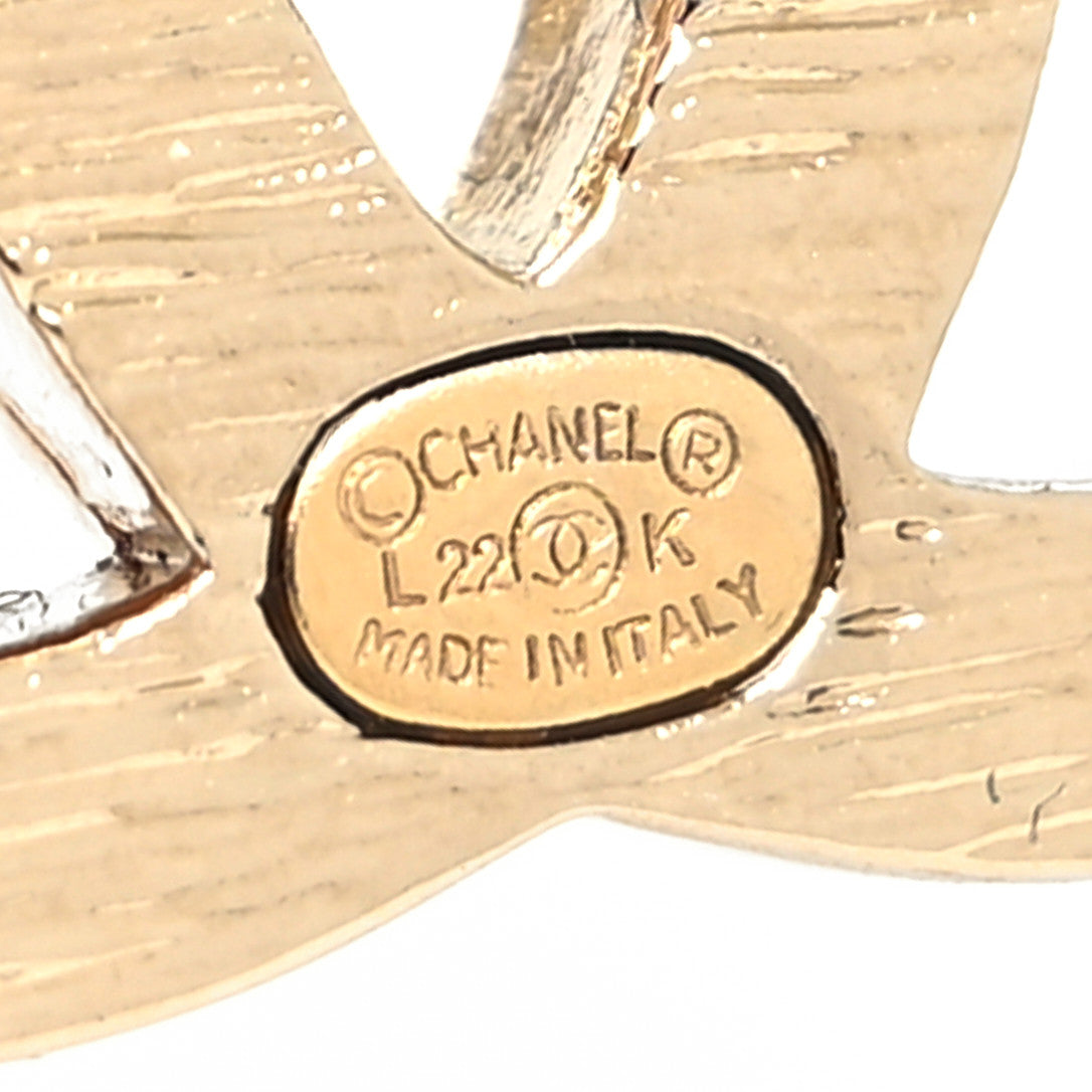 Metal Crystal Bead CC Earrings Gold