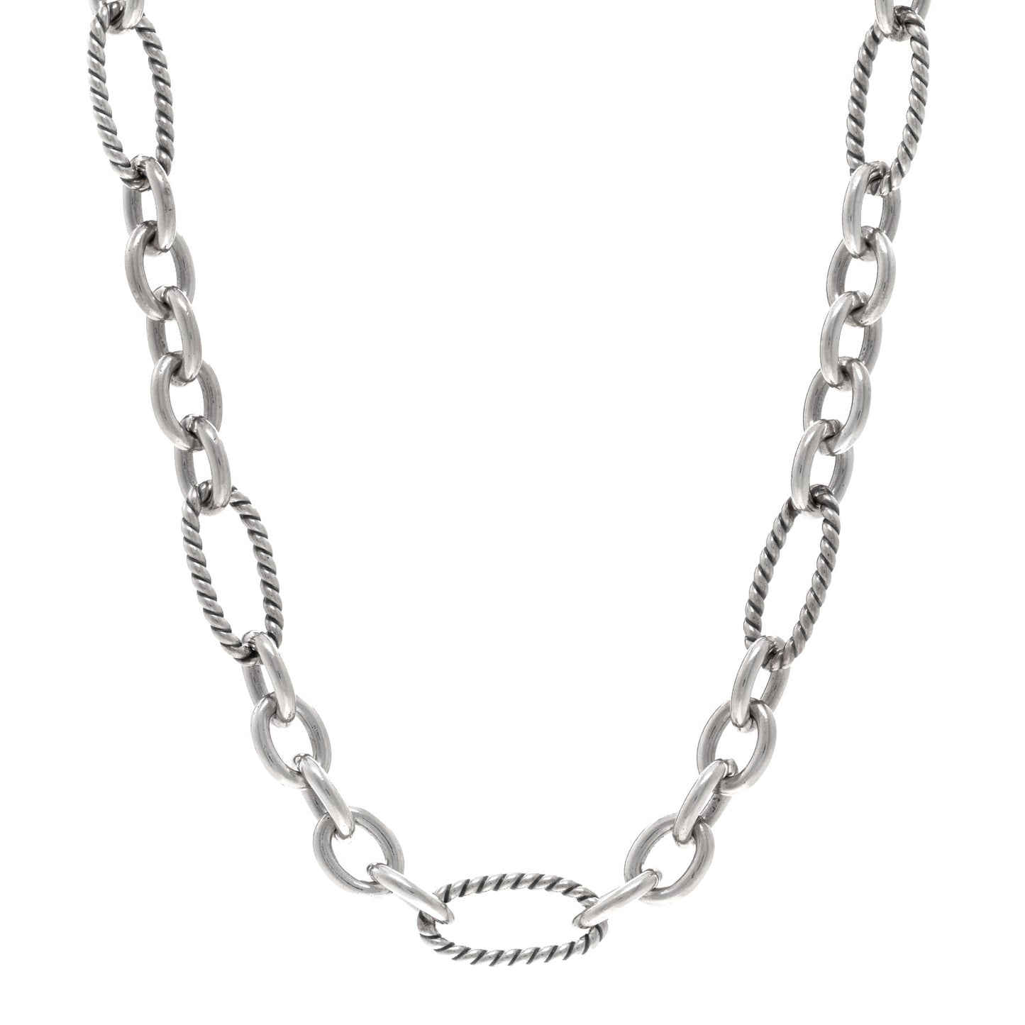 DAVID YURMAN Sterling Silver 18K Yellow Gold Link Figaro Link Toggle Necklace