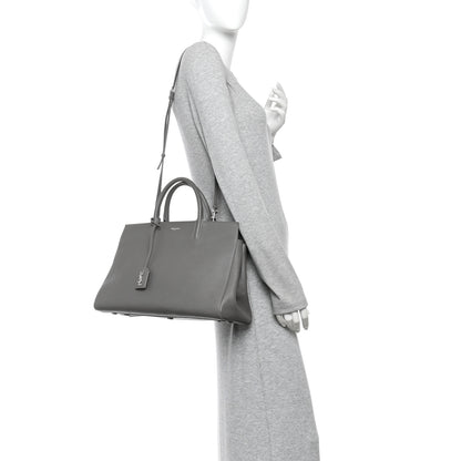 Saint Laurent Grained Calfskin Medium Cabas Rive Gauche Fog 2 of 12