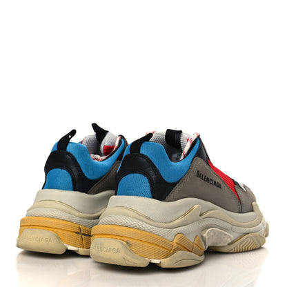 Balenciaga Mesh Nubuck Mens Triple S Sneakers 40 Bleu Gris Rouge 4 of 9