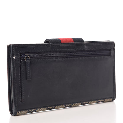 Gucci Monogram Calfskin Ladies Web Continental Wallet Beige Blue 3 of 12