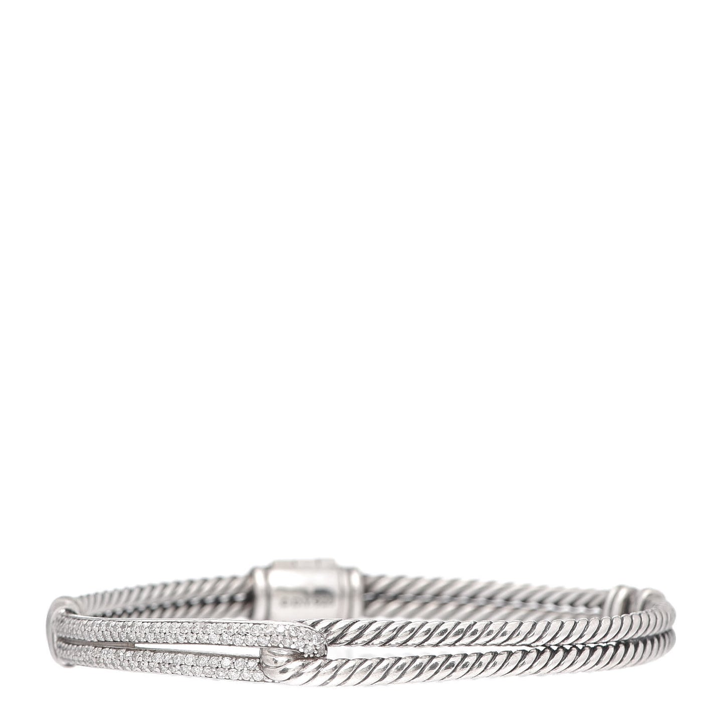 Sterling Silver Diamond 7mm Petite Pave Single Loop Labyrinth Bracelet