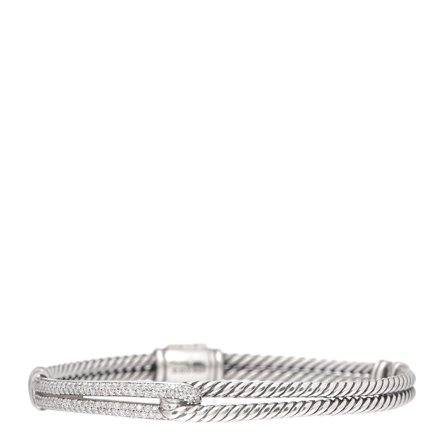 David Yurman Sterling Silver Diamond 7mm Petite Pave Single Loop Labyrinth Bracelet 1 of 6