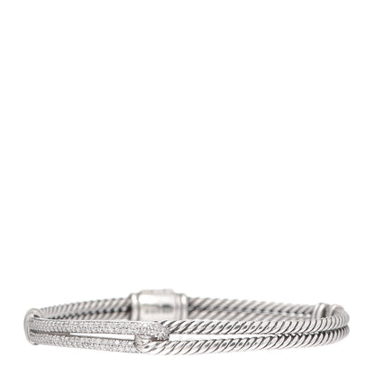 David Yurman Sterling Silver Diamond 7mm Petite Pave Single Loop Labyrinth Bracelet 1 of 6