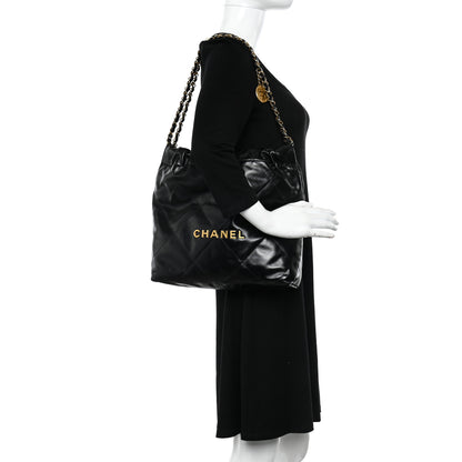 Chanel Shiny Calfskin Quilted Small Chanel 22 Black 2 of 12