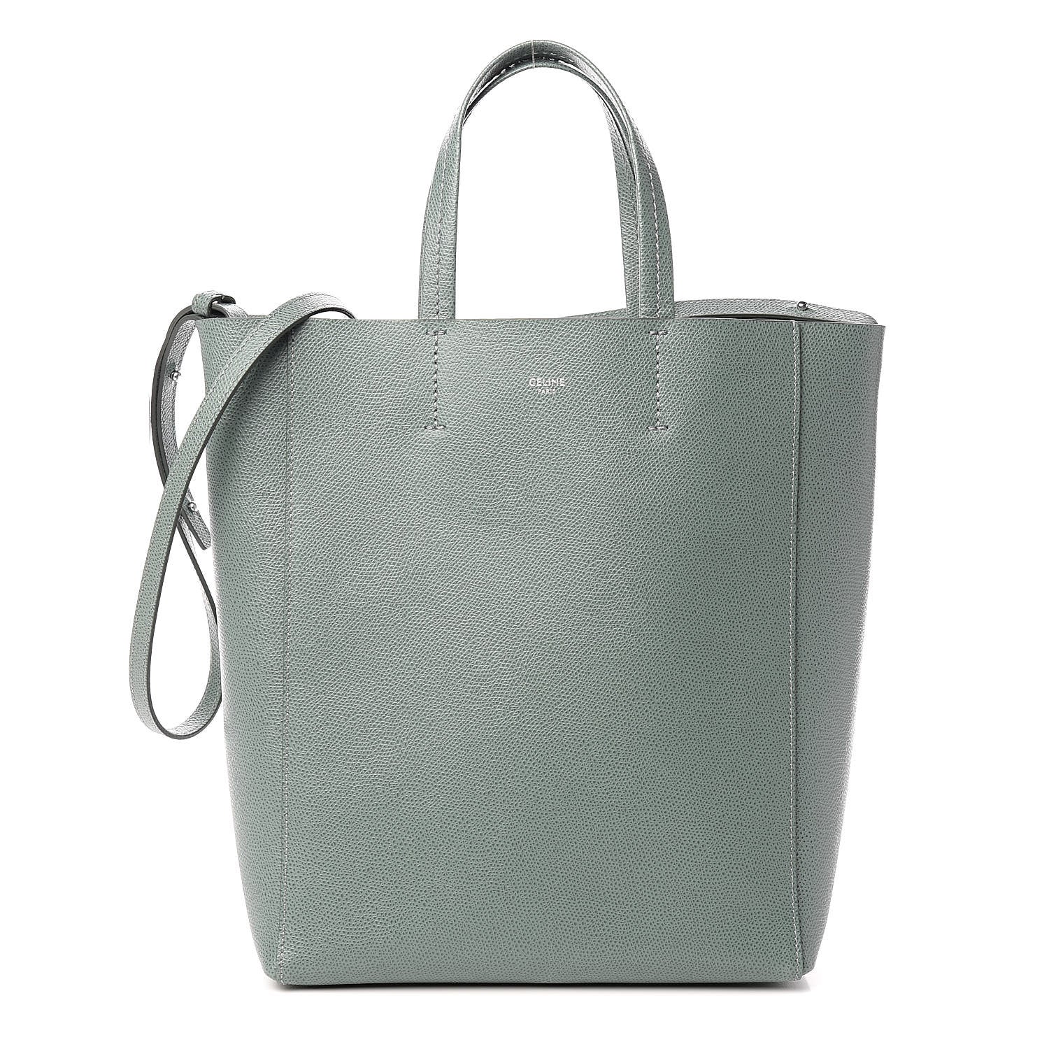 Celine Grained Calfskin Small Vertical Cabas Green 1 of 10
