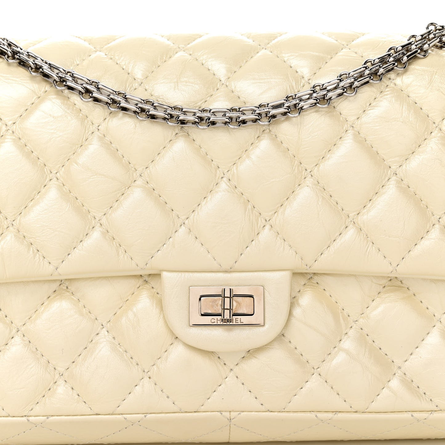 Metallic Aged Calfskin Quilted 2.55 Reissue 226 Flap White