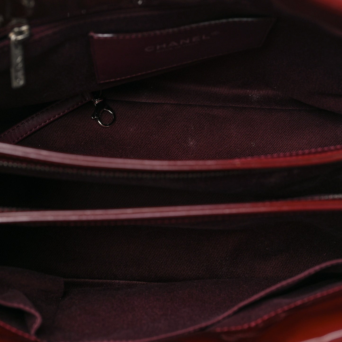 Patent Quilted Maxi Just Mademoiselle Bowling Bag Burgundy