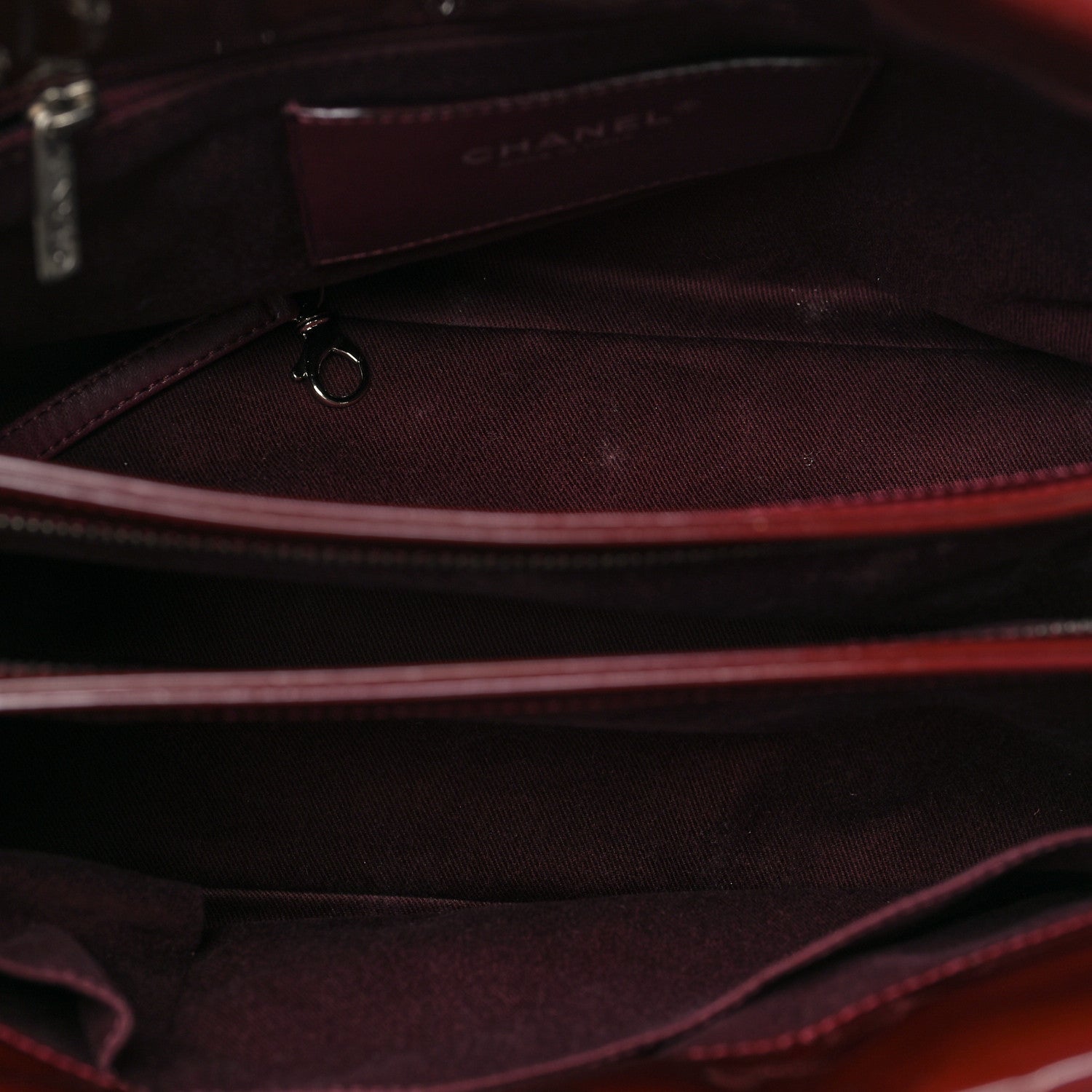 Chanel Patent Quilted Maxi Just Mademoiselle Bowling Bag Burgundy 5 of 8