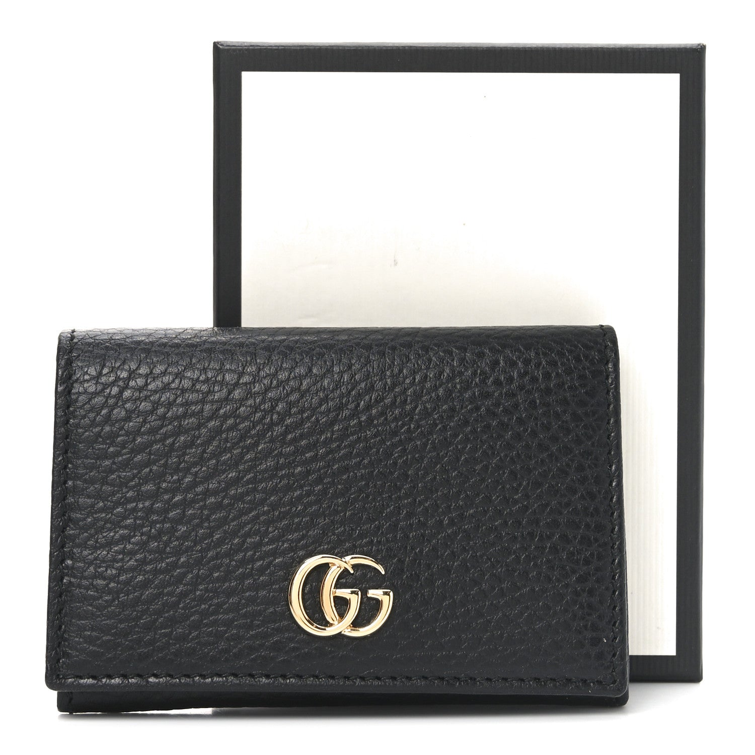 Gucci Pebbled Calfskin GG Marmont Card Case Black 8 of 8