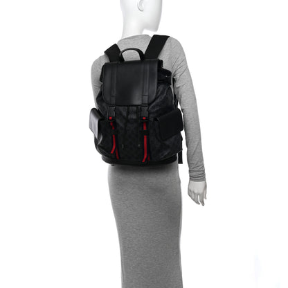 Gucci Soft GG Supreme Monogram Calfskin Web Double Buckle Backpack Black 3 of 10