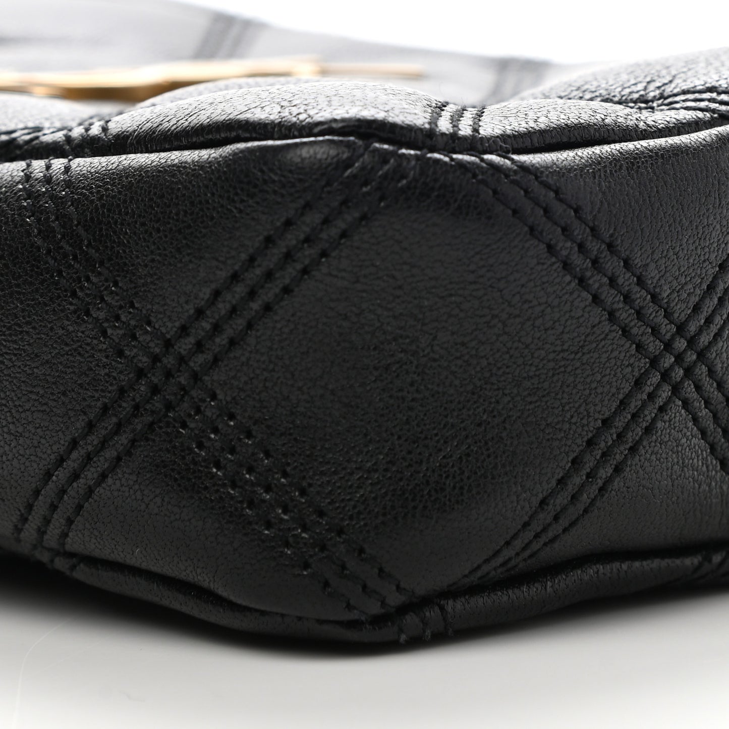 Grained Lambskin Quilted Mini Becky Double Zip Bag Black