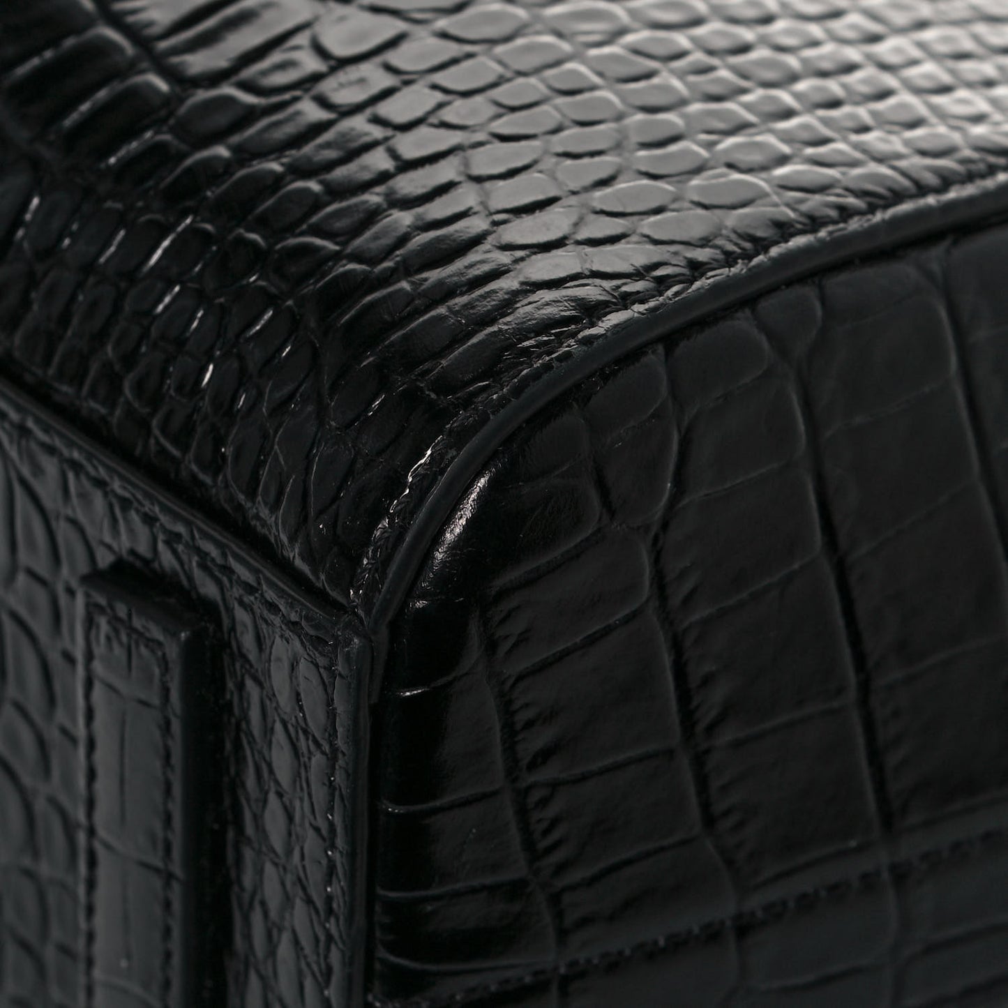 Calfskin Crocodile Embossed Mini Antigona Black