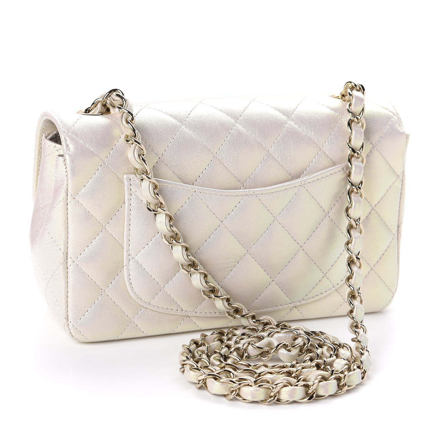 Chanel Iridescent Lambskin Quilted Mini Rectangular Flap Ivory 3 of 11