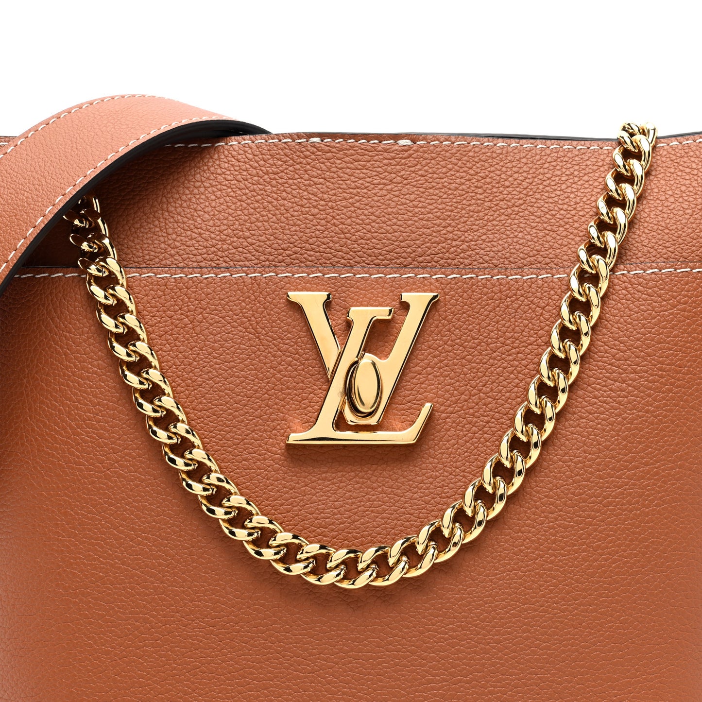 Calfskin Lock and Walk Bucket Cognac
