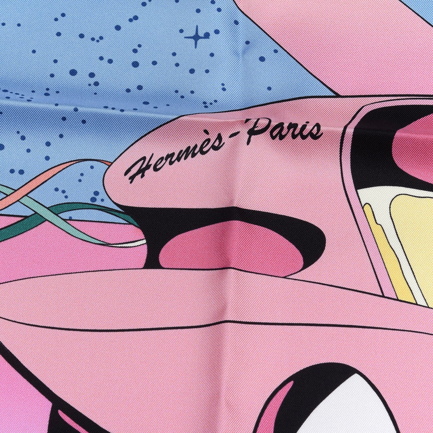 Hermes Silk Space Derby Scarf 90 Bleu Ciel Rose Vert Amande 2 of 4